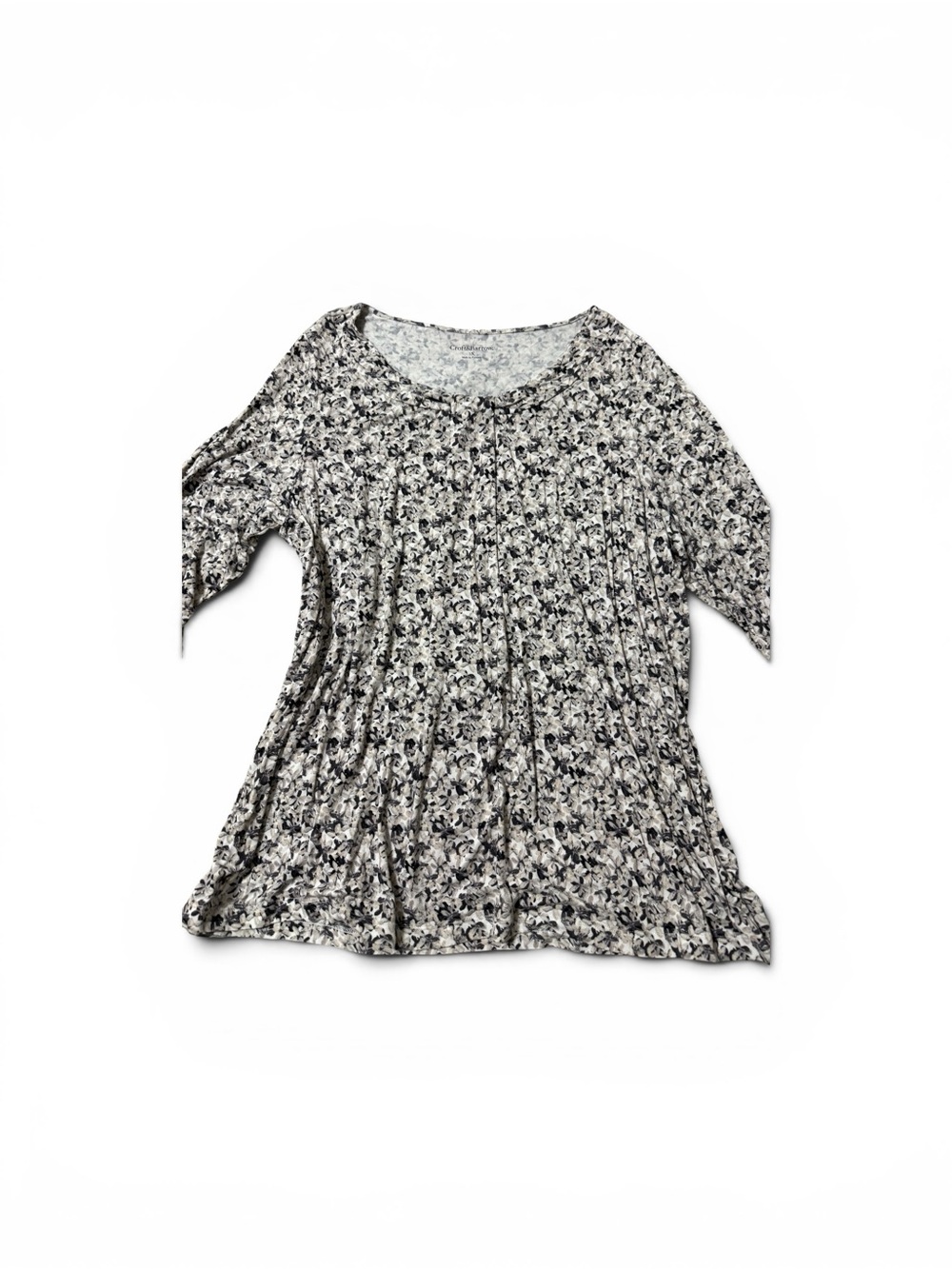 Croft & Barrow Women's Black & White Floral Scoop Neck Top
